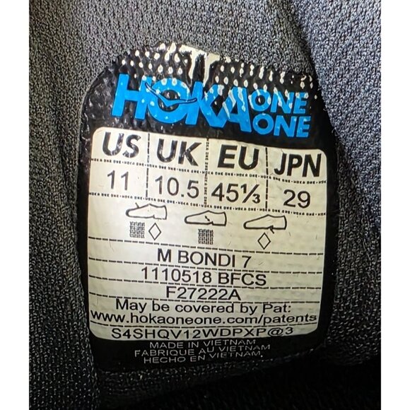 Hoka Mens Trainers Bondi 7 Lace-Up Low-Top Running Sneakers Mesh - Picture 10 of 16